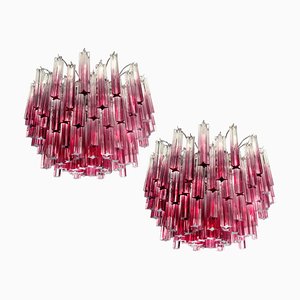 Italian Ametyst Shade Chandeliers in Murano, 1980s, Set of 2-OVO-1235248