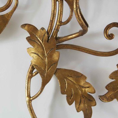 Italian Appliques with Golden Iron Leaves, 1960s, Set of 2-TBU-2033821