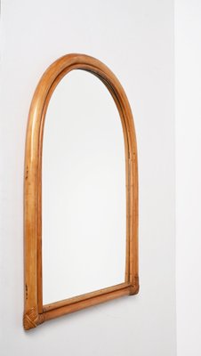 Italian Arch-Shaped Mirror with Double Bamboo Wicker Frame, 1970s-JDR-1450863