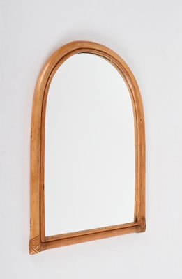 Italian Arch-Shaped Mirror with Double Bamboo Wicker Frame, 1970s-JDR-1450863