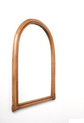 Italian Arch-Shaped Mirror with Double Bamboo Wicker Frame, 1970s-JDR-1450863