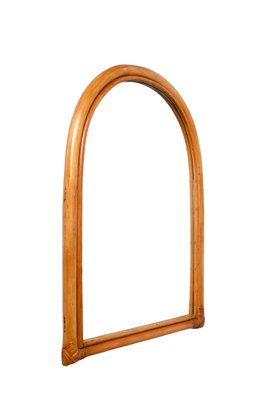 Italian Arch-Shaped Mirror with Double Bamboo Wicker Frame, 1970s-JDR-1450863