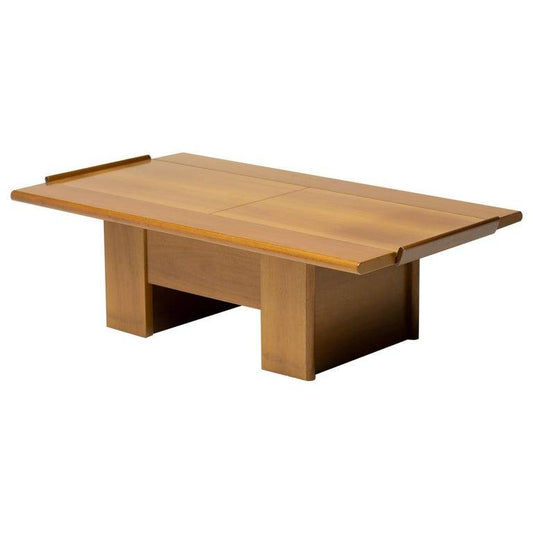 Italian Architectural Cherry Coffee Table with Sliding Top