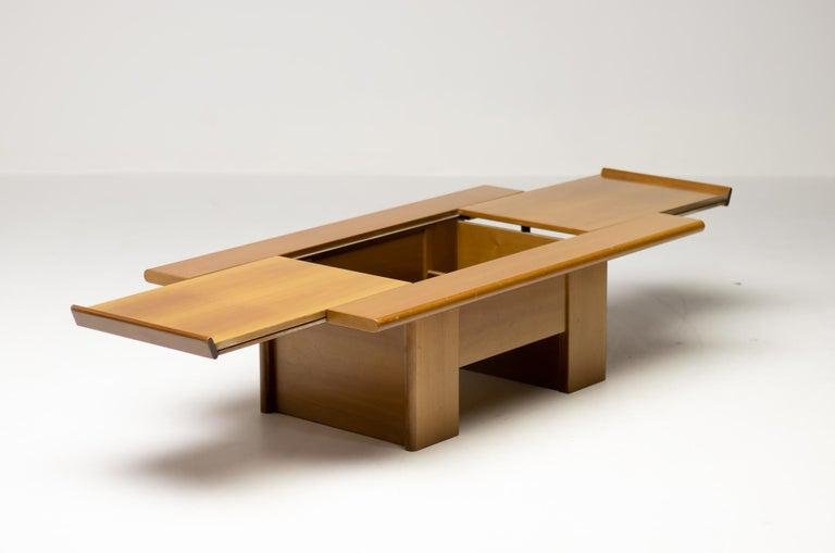 Italian Architectural Cherry Coffee Table with Sliding Top