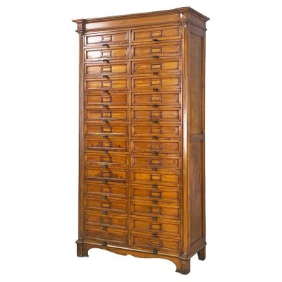 Italian Archive Cabinet in Walnut Wood and Brass Details, 1940s-GDD-1758579