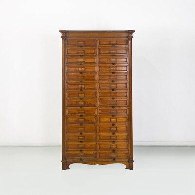 Italian Archive Cabinet in Walnut Wood and Brass Details, 1940s-GDD-1758579