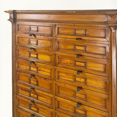 Italian Archive Cabinet in Walnut Wood and Brass Details, 1940s-GDD-1758579