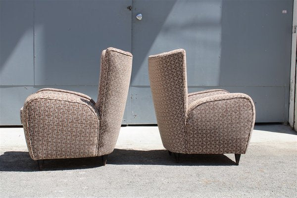 Italian Armchair in Geometric Velvet by Paolo Buffa, 1950s, Set of 2-EH-1263777