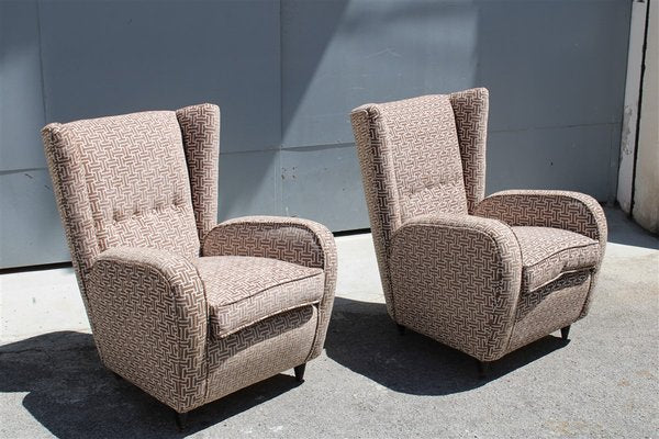 Italian Armchair in Geometric Velvet by Paolo Buffa, 1950s, Set of 2-EH-1263777