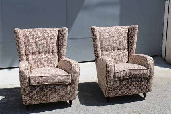 Italian Armchair in Geometric Velvet by Paolo Buffa, 1950s, Set of 2-EH-1263777