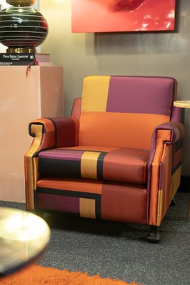 Italian Armchair in Multicolour Silk, 1960s-XWN-1814584