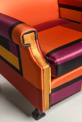 Italian Armchair in Multicolour Silk, 1960s-XWN-1814584