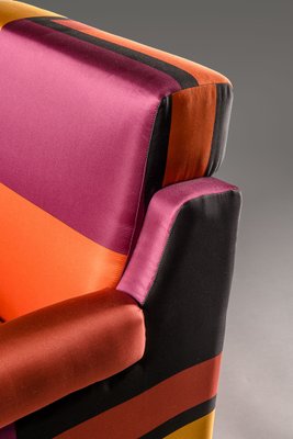 Italian Armchair in Multicolour Silk, 1960s-XWN-1814584