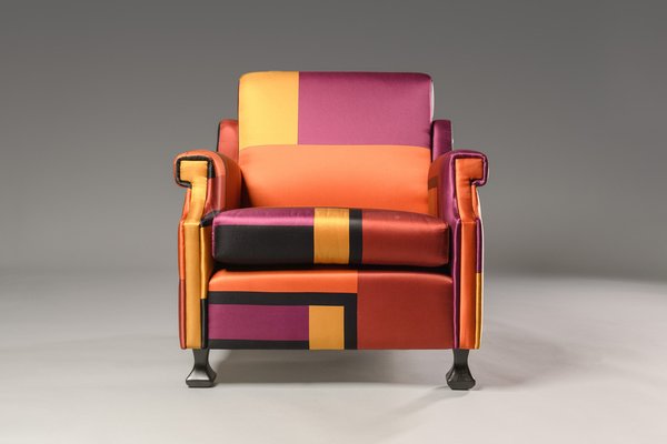 Italian Armchair in Multicolour Silk, 1960s-XWN-1814584