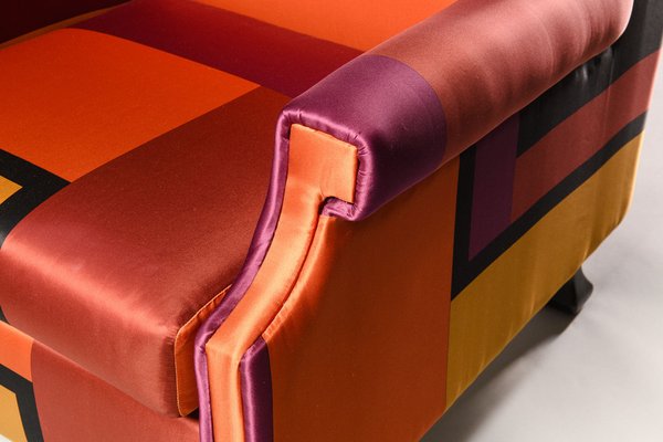 Italian Armchair in Multicolour Silk, 1960s-XWN-1814584