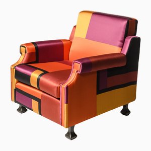 Italian Armchair in Multicolour Silk, 1960s-XWN-1814584