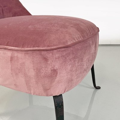 Italian Armchair in Pink Velvet and Curved Metal, 1950s-GDD-1749331