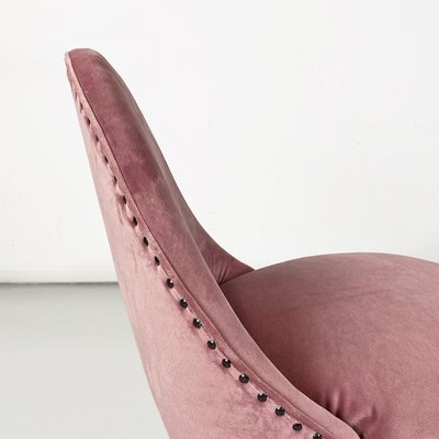 Italian Armchair in Pink Velvet and Curved Metal, 1950s-GDD-1749331