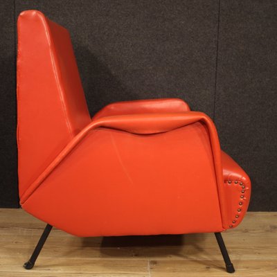 Italian Armchairs in Red Faux Leather, 1970s, Set of 2-RP-676461