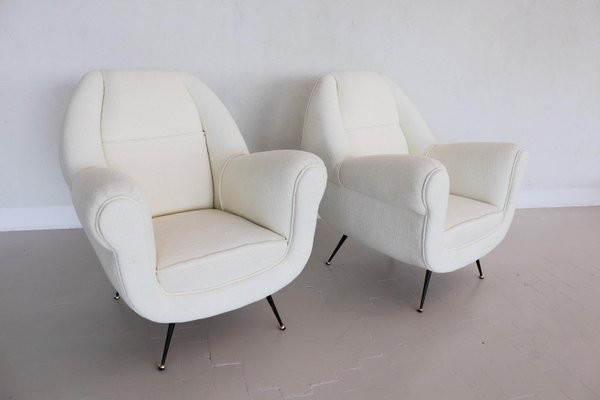 Italian Armchairs with Brass Stiletto Feet, 1960s, Set of 2-VNE-966106