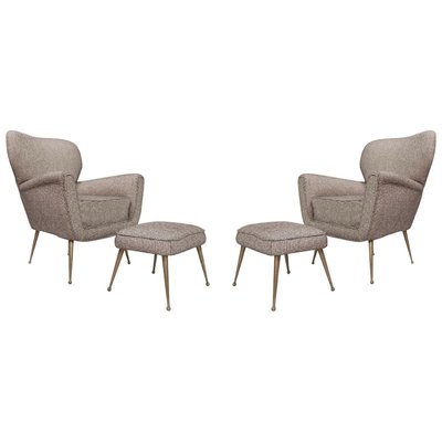 Italian Armchairs with Ottomans, Set of 4-FGA-923340