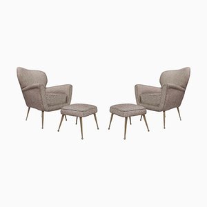 Italian Armchairs with Ottomans, Set of 4-FGA-923340