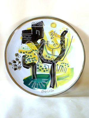 Italian Art Ceramic Pottery Plate by Manlio Bacosi for Spirale Arte, 1970s-GKB-839773