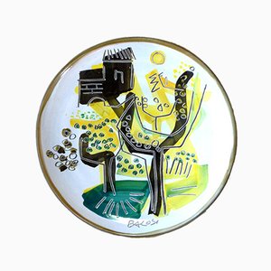 Italian Art Ceramic Pottery Plate by Manlio Bacosi for Spirale Arte, 1970s-GKB-839773