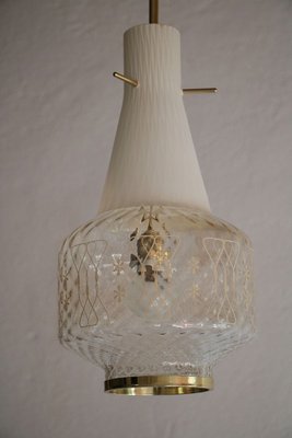 Italian Art Deco and Satin Glass Hanging Lamp, 1950s-MTX-887770