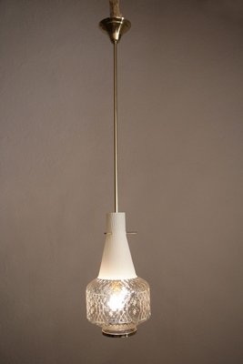 Italian Art Deco and Satin Glass Hanging Lamp, 1950s-MTX-887770