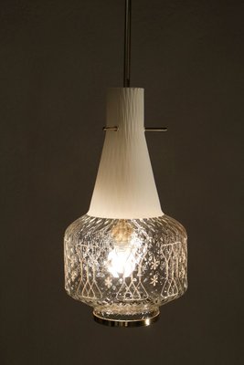 Italian Art Deco and Satin Glass Hanging Lamp, 1950s-MTX-887770