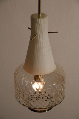 Italian Art Deco and Satin Glass Hanging Lamp, 1950s-MTX-887770