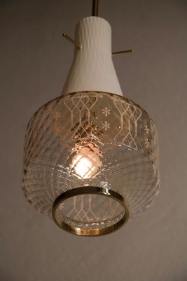 Italian Art Deco and Satin Glass Hanging Lamp, 1950s-MTX-887770