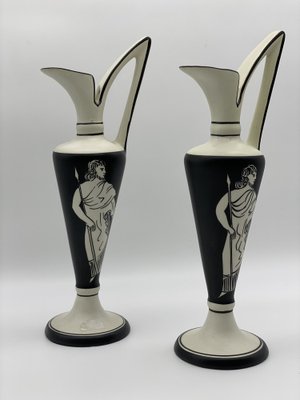 Italian Art Deco Black and White Amphorae, Set of 2-PYA-1790699