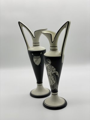 Italian Art Deco Black and White Amphorae, Set of 2-PYA-1790699