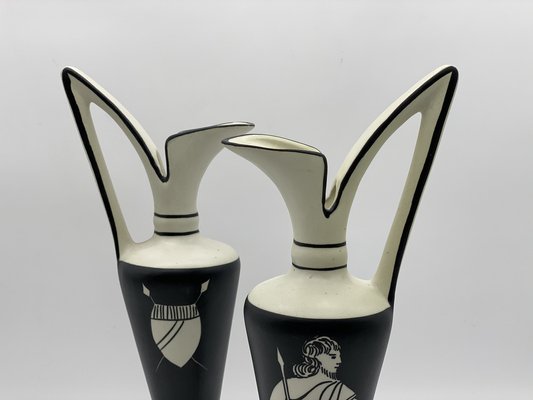 Italian Art Deco Black and White Amphorae, Set of 2-PYA-1790699