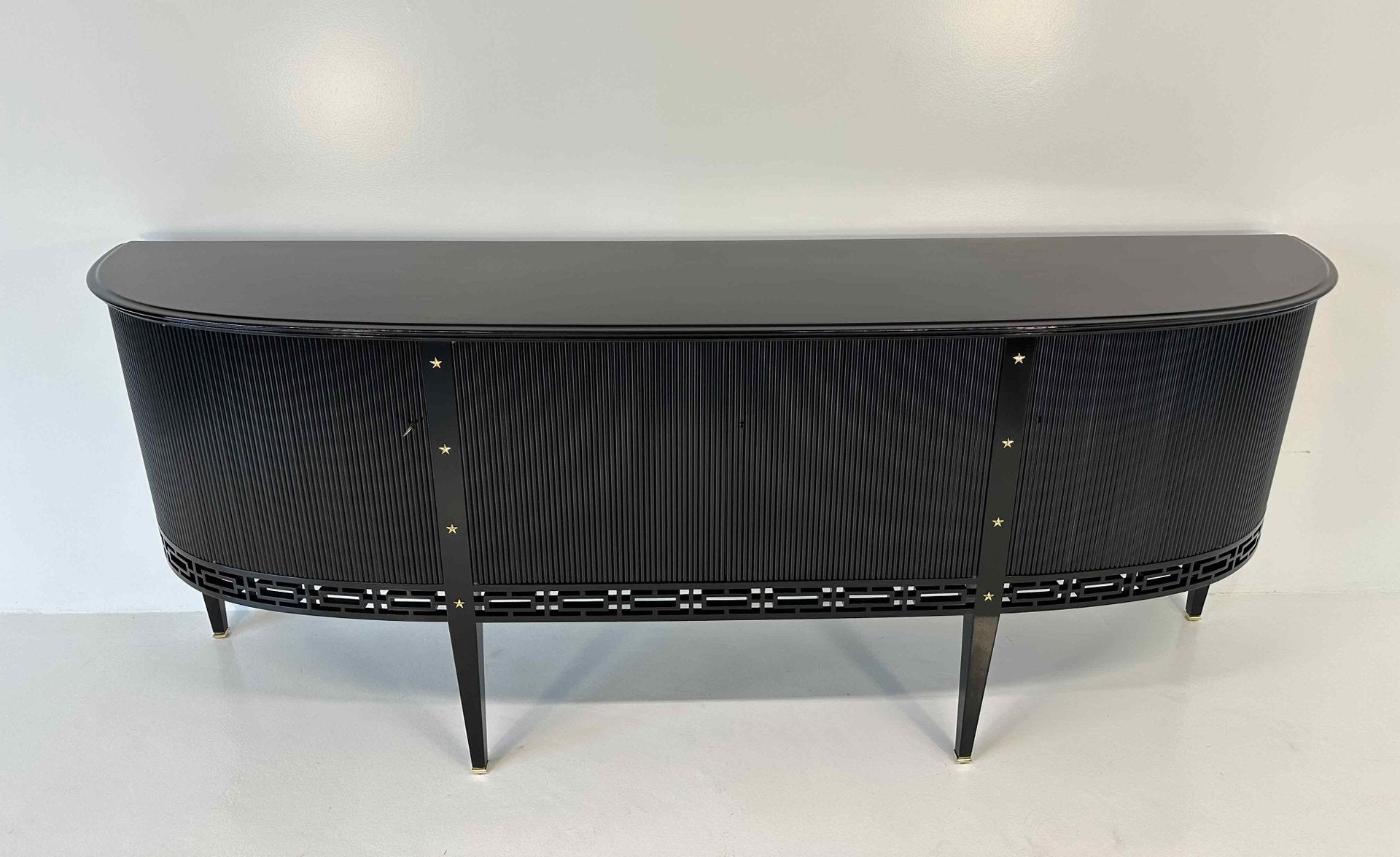 Italian Art Deco Black Lacquered and Brass Stars Sideboard attributed to Buffa, 1950s