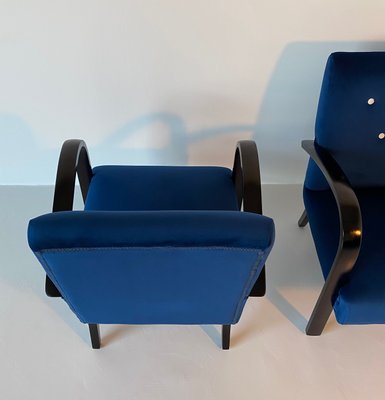 Italian Art Deco Blue Armchairs, 1930s, Set of 2-FF-851782