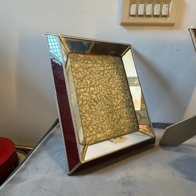 Italian Art Deco Brass and Mirrored Glass Picture Frames, 1930s, Set of 2-NMK-1804410