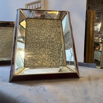 Italian Art Deco Brass and Mirrored Glass Picture Frames, 1930s, Set of 2-NMK-1804410