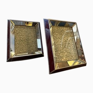 Italian Art Deco Brass and Mirrored Glass Picture Frames, 1930s, Set of 2-NMK-1804410