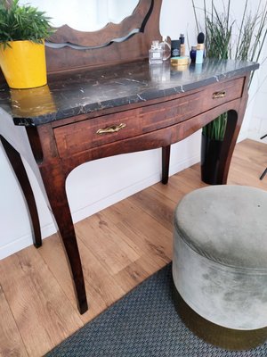 Italian Art Deco Burl and Marble Vanity Dressing Table, 1940s-EUP-915394