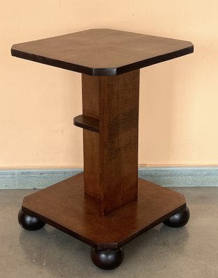 Italian Art Deco Burl Walnut Side Table with Ebonized Legs, 1940-PSK-1776726