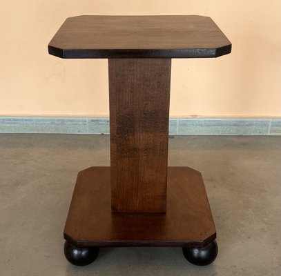 Italian Art Deco Burl Walnut Side Table with Ebonized Legs, 1940-PSK-1776726