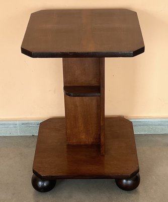 Italian Art Deco Burl Walnut Side Table with Ebonized Legs, 1940-PSK-1776726