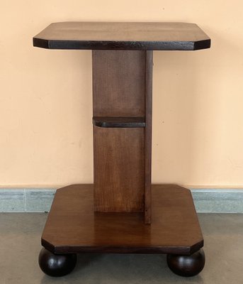 Italian Art Deco Burl Walnut Side Table with Ebonized Legs, 1940-PSK-1776726