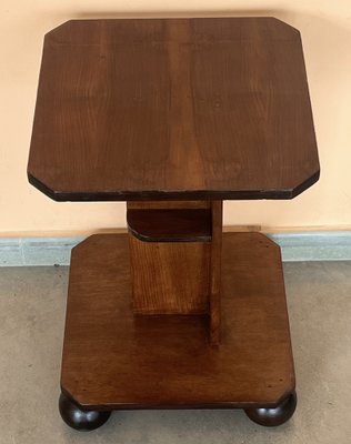 Italian Art Deco Burl Walnut Side Table with Ebonized Legs, 1940-PSK-1776726