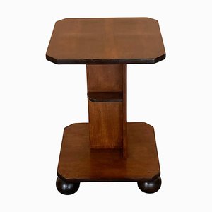 Italian Art Deco Burl Walnut Side Table with Ebonized Legs, 1940-PSK-1776726