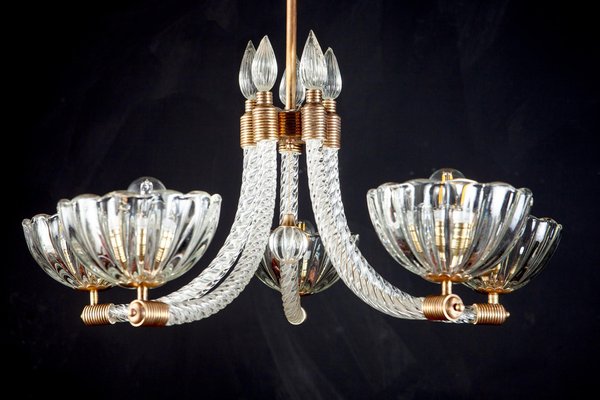 Italian Art Deco Chandelier from Barovier & Toso, 1940s-MBH-1032002