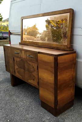 Italian Art Deco Credenza in Walnut with Mirrors-RAQ-1375093